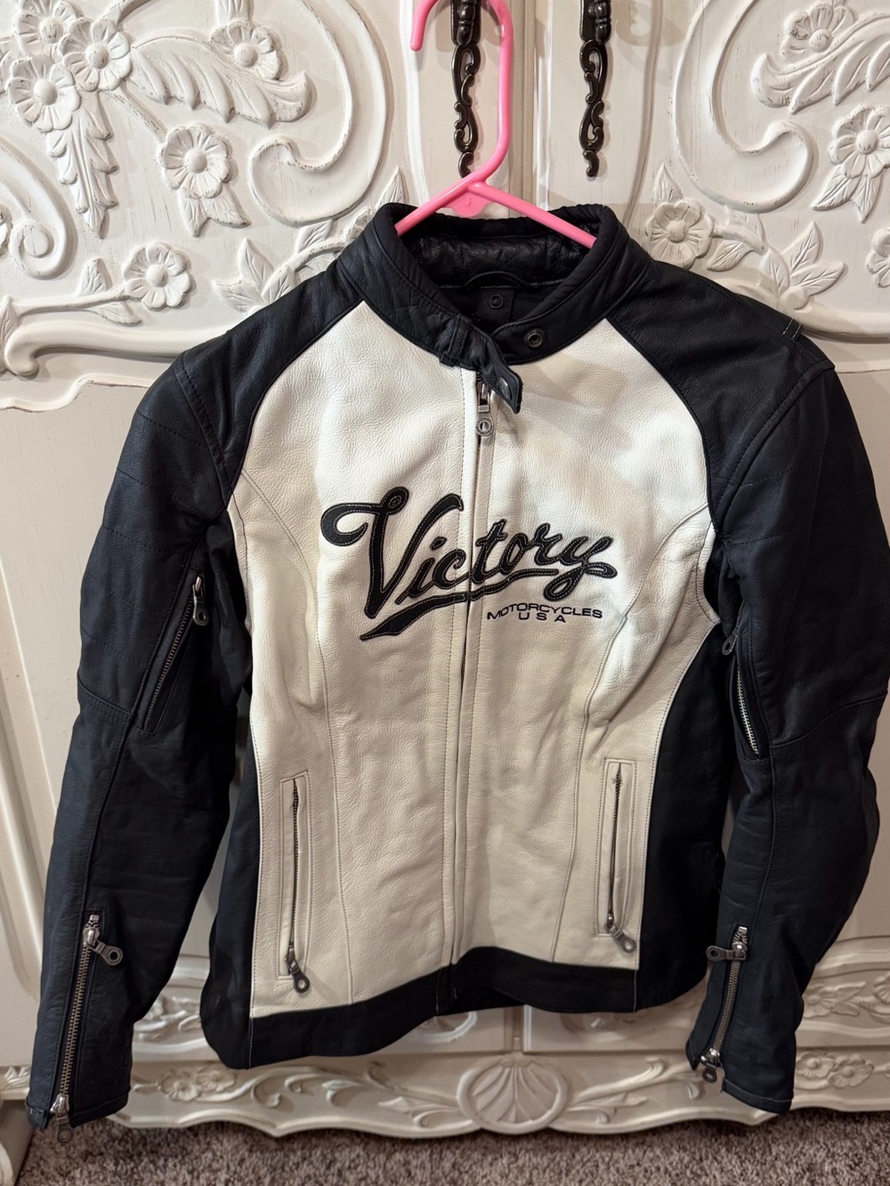 Victory Motorcycles Women's Black & White Leather Jacket